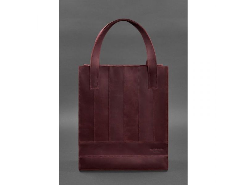 Кожаная женская сумка шоппер Бэтси бордовая Crazy Horse, фото 2