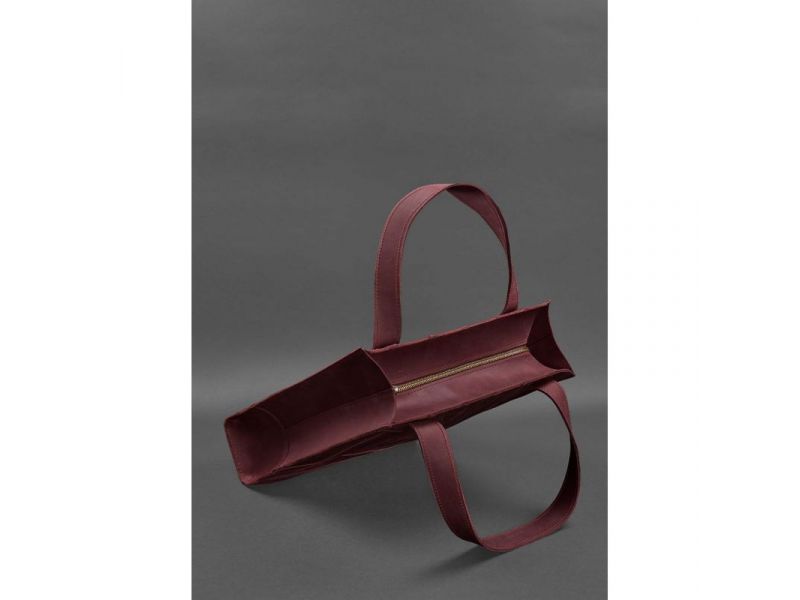 Кожаная женская сумка шоппер Бэтси бордовая Crazy Horse, фото 4