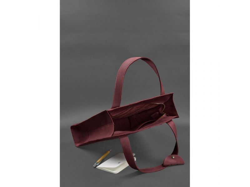 Кожаная женская сумка шоппер Бэтси бордовая Crazy Horse, фото 5