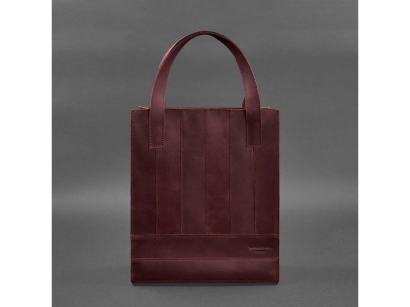 Кожаная женская сумка шоппер Бэтси бордовая Crazy Horse, фото 10