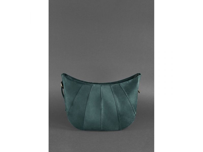 Кожаная женская сумка Круассан зеленая, фото 5