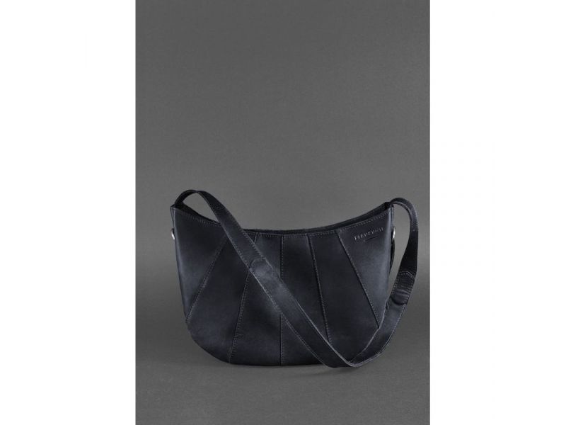 Кожаная женская сумка Круассан синяя, фото 2