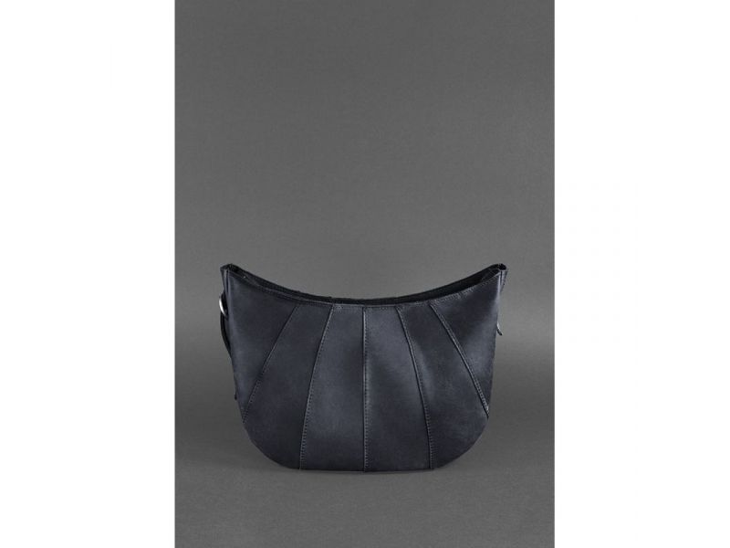 Кожаная женская сумка Круассан синяя, фото 5