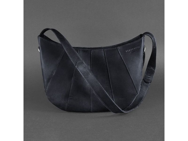 Кожаная женская сумка Круассан синяя, фото 10