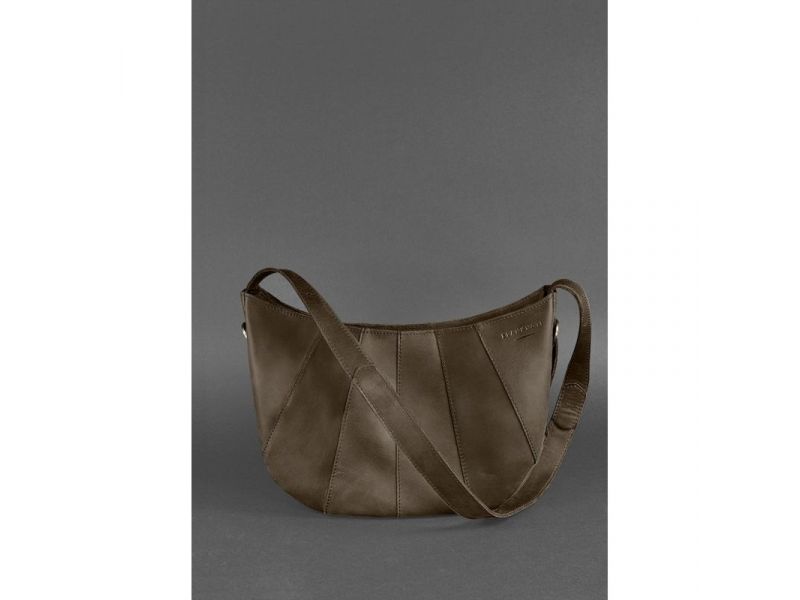 Кожаная женская сумка Круассан  темно-коричневый Crazy Horse, фото 2