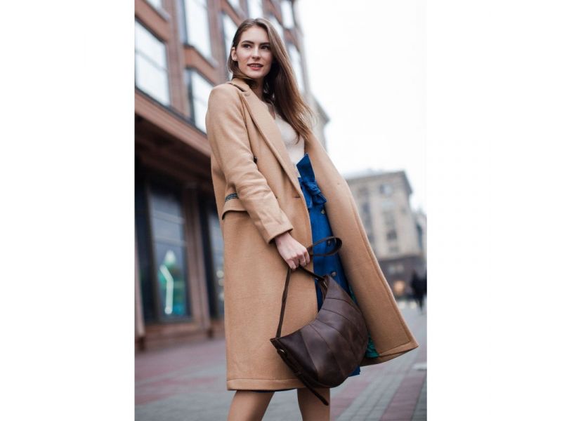 Кожаная женская сумка Круассан  темно-коричневый Crazy Horse, фото 6