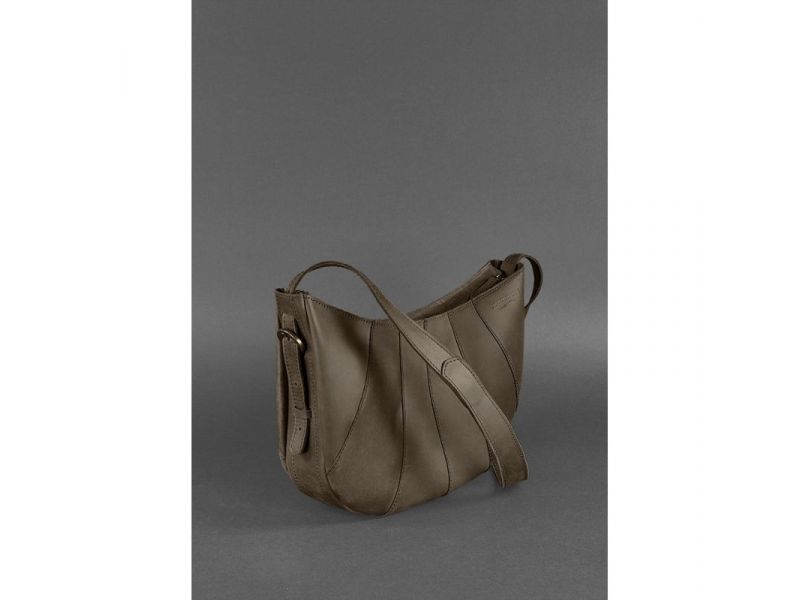 Кожаная женская сумка Круассан  темно-коричневый Crazy Horse, фото 3