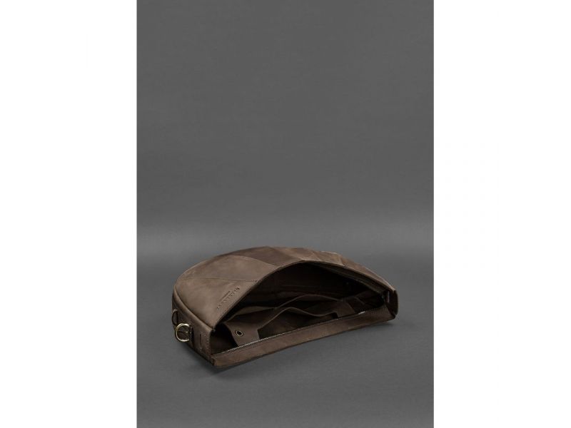 Кожаная женская сумка Круассан  темно-коричневый Crazy Horse, фото 5