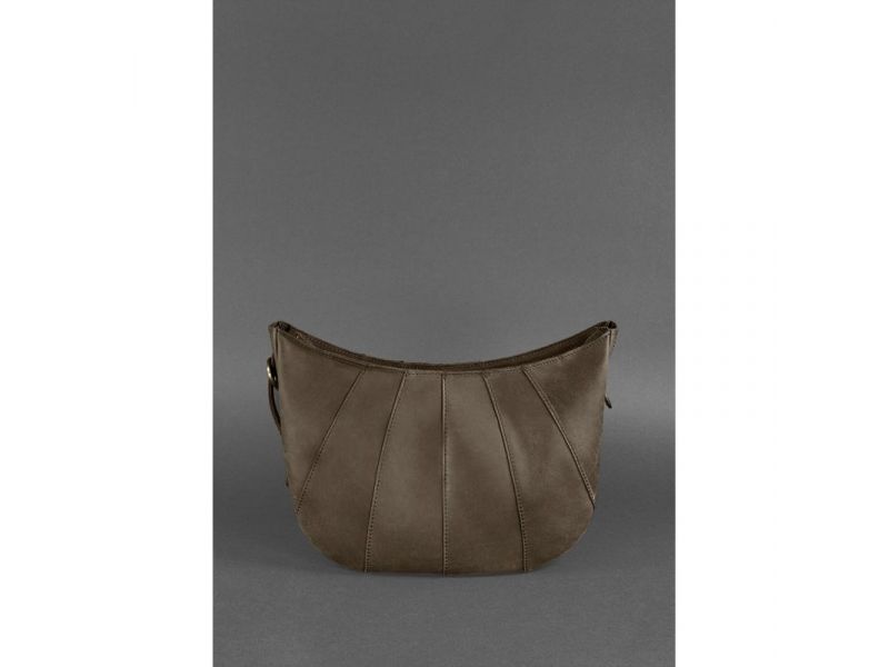 Кожаная женская сумка Круассан  темно-коричневый Crazy Horse, фото 4