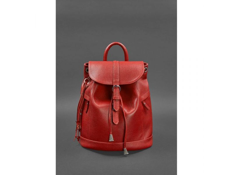 Кожаный женский рюкзак Олсен красный, фото 2