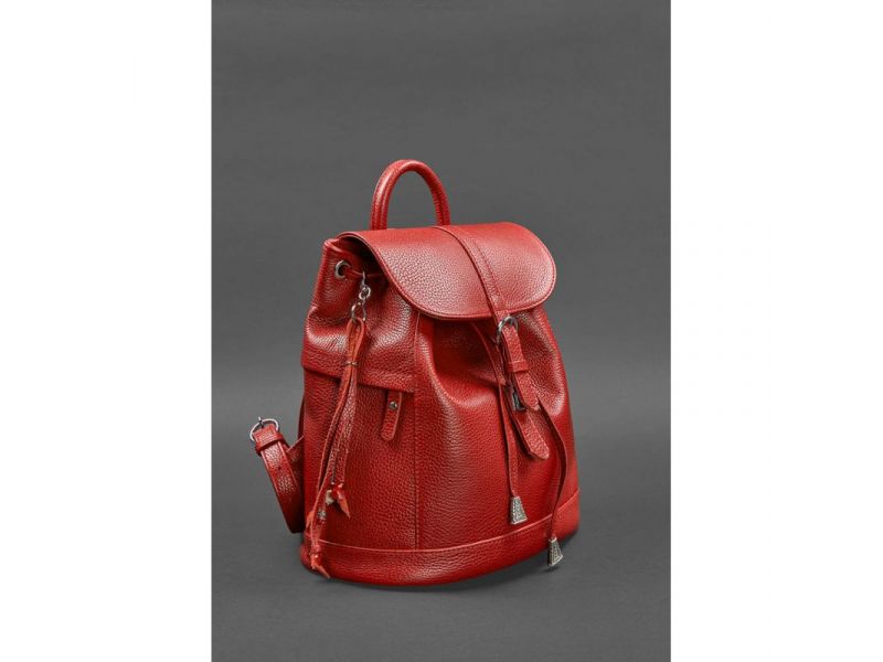 Кожаный женский рюкзак Олсен красный, фото 3