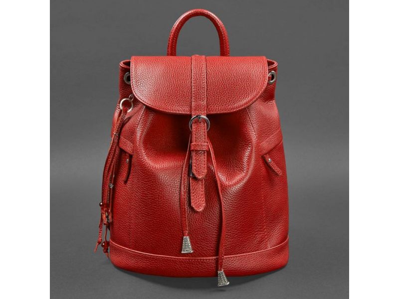Кожаный женский рюкзак Олсен красный, фото 10