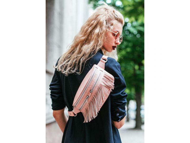 Кожаная женская сумка на пояс Spirit розовая, фото 1