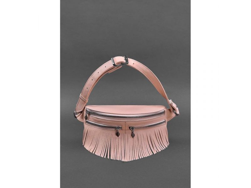 Кожаная женская сумка на пояс Spirit розовая, фото 4
