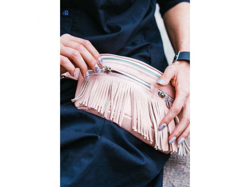 Кожаная женская сумка на пояс Spirit розовая, фото 7