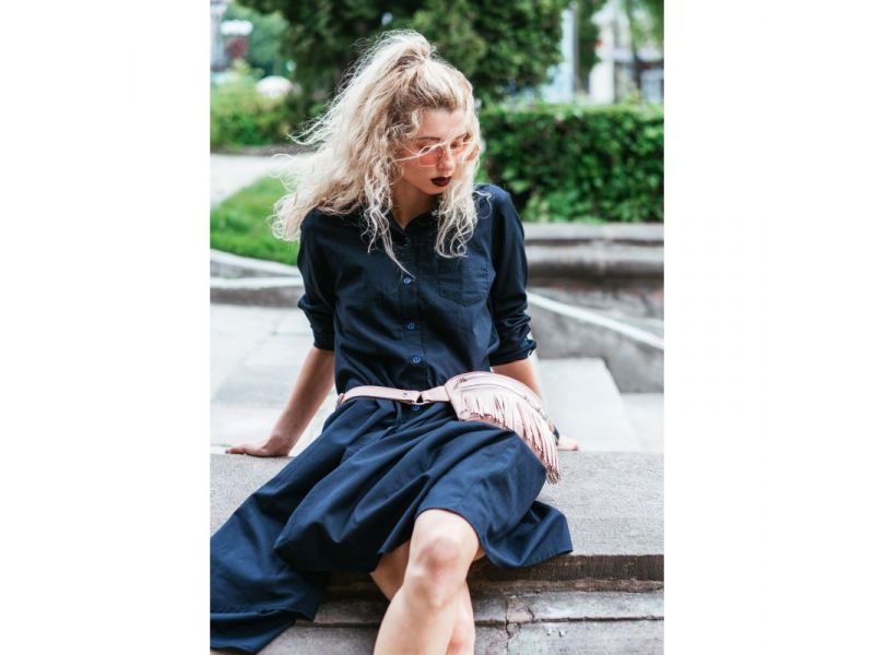 Кожаная женская сумка на пояс Spirit розовая, фото 8