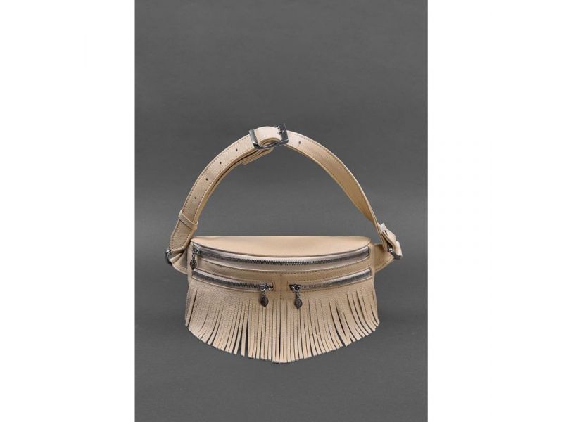 Кожаная женская сумка на пояс Spirit светло-бежевая, фото 4