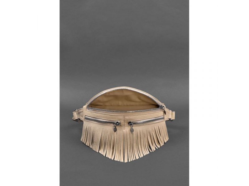 Кожаная женская сумка на пояс Spirit светло-бежевая, фото 6