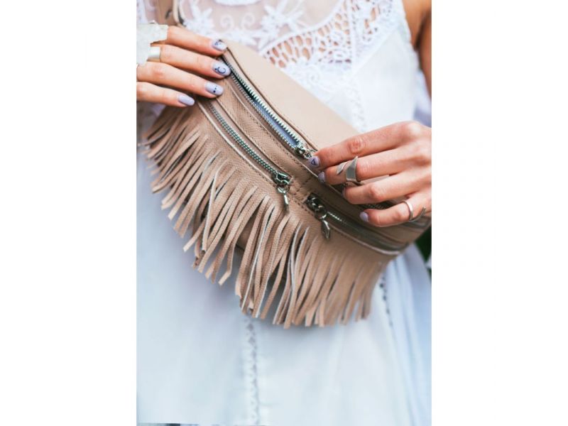 Кожаная женская сумка на пояс Spirit светло-бежевая, фото 8