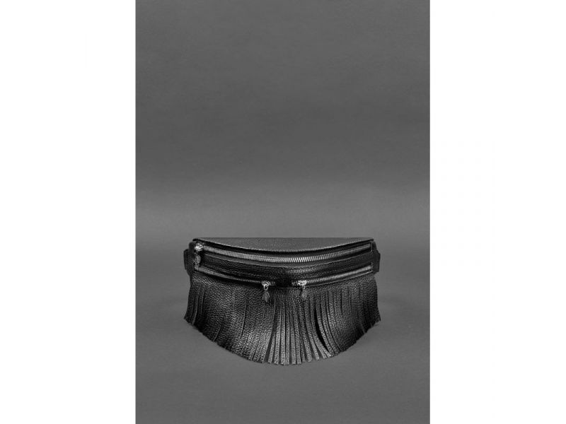 Кожаная женская сумка на пояс Spirit черная, фото 2