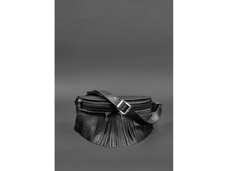 Кожаная женская сумка на пояс Spirit черная, фото 3