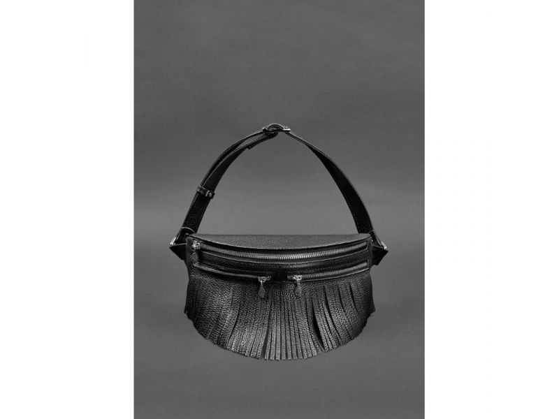 Кожаная женская сумка на пояс Spirit черная, фото 4