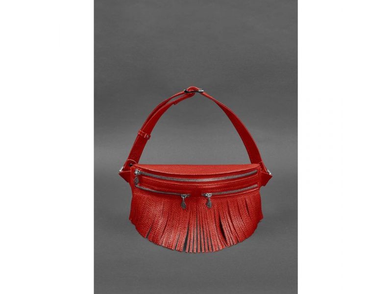 Кожаная женская сумка на пояс Spirit красная, фото 4