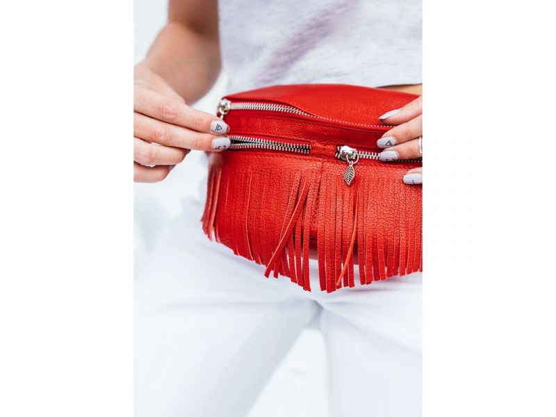 Кожаная женская сумка на пояс Spirit красная, фото 8