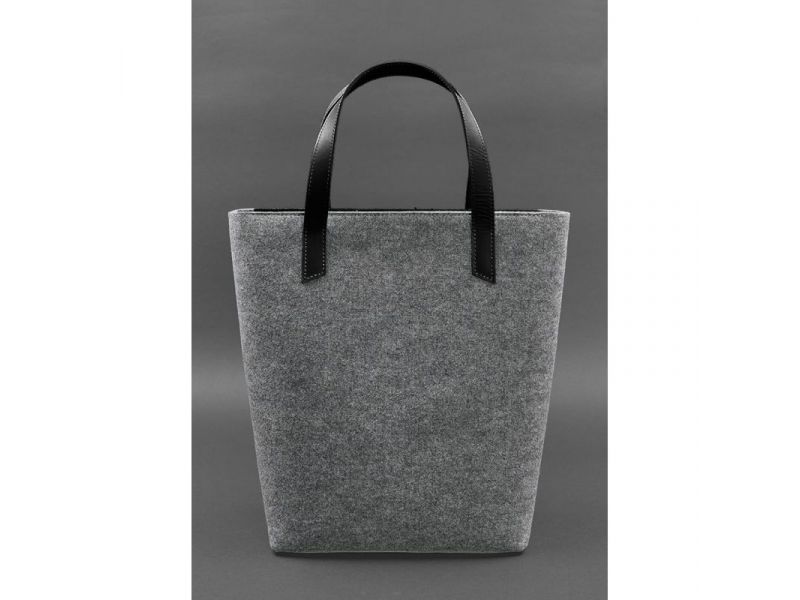 Фетровая женская сумка Шоппер D.D. с кожаными черными вставками, фото 4