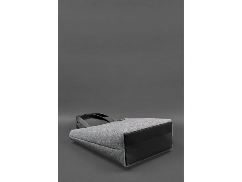 Фетровая женская сумка Шоппер D.D. с кожаными черными вставками, фото 5