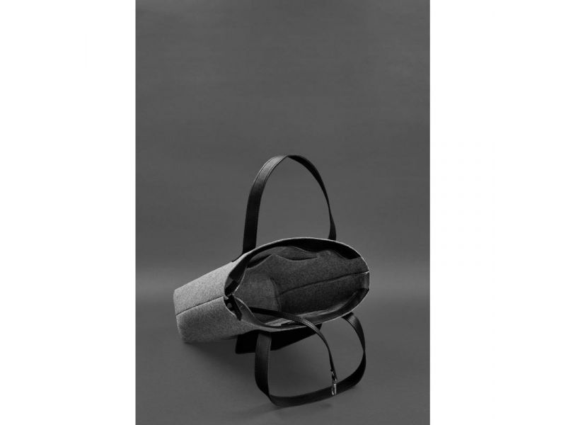 Фетровая женская сумка Шоппер D.D. с кожаными черными вставками, фото 6