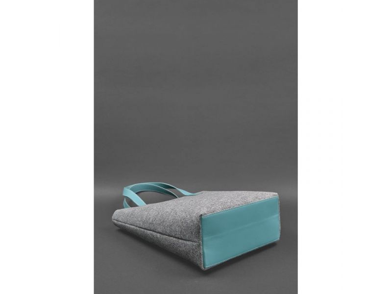 Фетровая женская сумка Шоппер D.D. с кожаными бирюзовыми вставками, фото 4