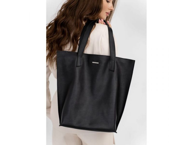 Кожаная женская сумка шоппер D.D. черная, фото 1