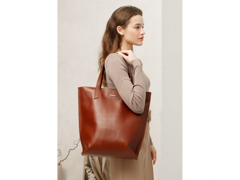 Кожаная женская сумка шоппер D.D. светло-коричневая, фото 9