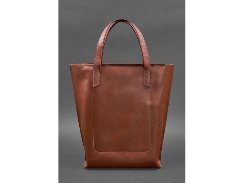 Кожаная женская сумка шоппер D.D. светло-коричневая, фото 4