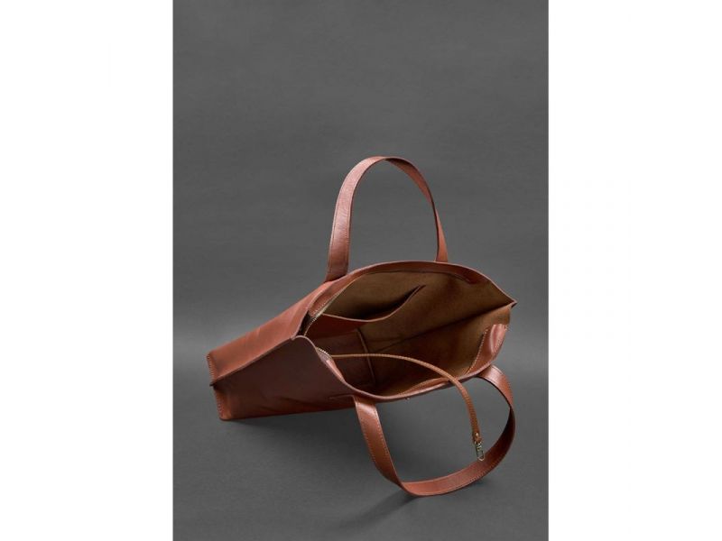 Кожаная женская сумка шоппер D.D. светло-коричневая, фото 6