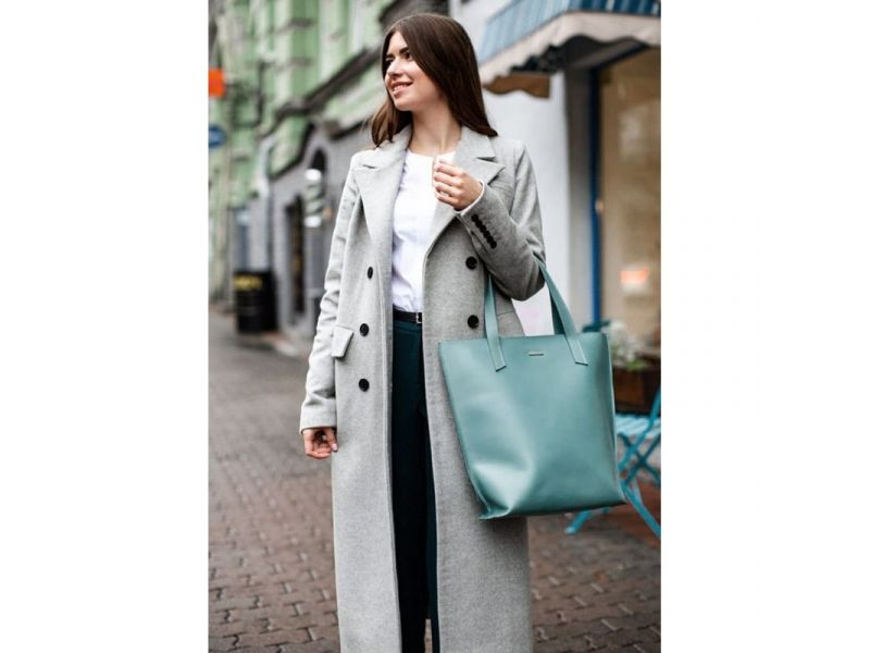 Кожаная женская сумка шоппер D.D. Бирюзовая, фото 1