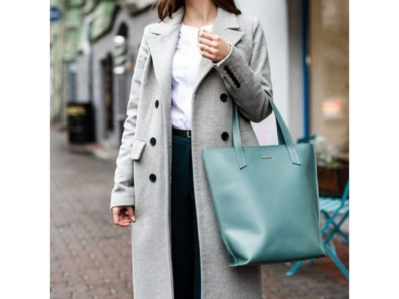 Кожаная женская сумка шоппер D.D. Бирюзовая, фото 10