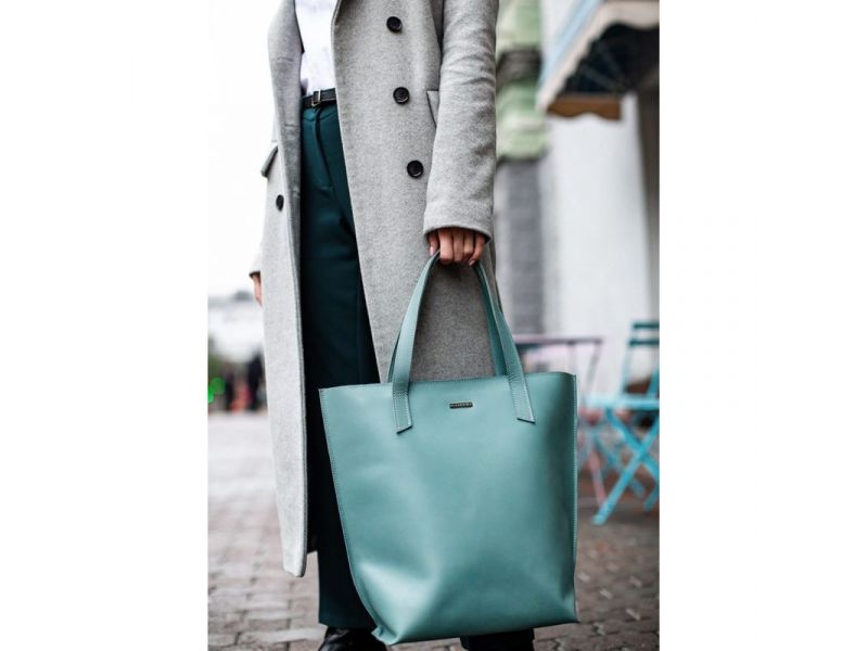 Кожаная женская сумка шоппер D.D. Бирюзовая, фото 7