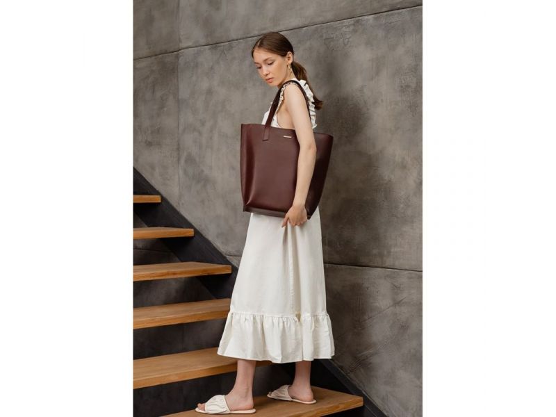 Кожаная женская сумка шоппер D.D. бордовая, фото 10