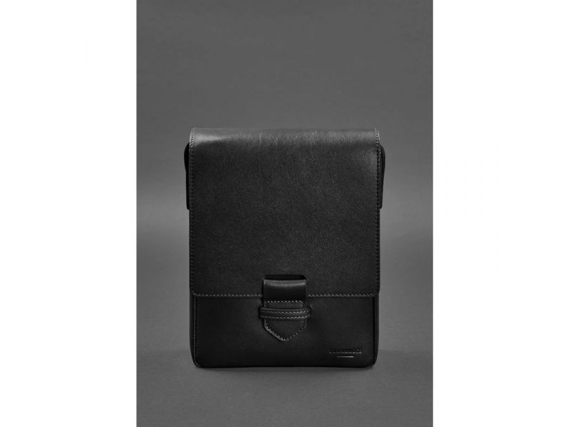 Мужская кожаная сумка-мессенджер Esquire черная, фото 2