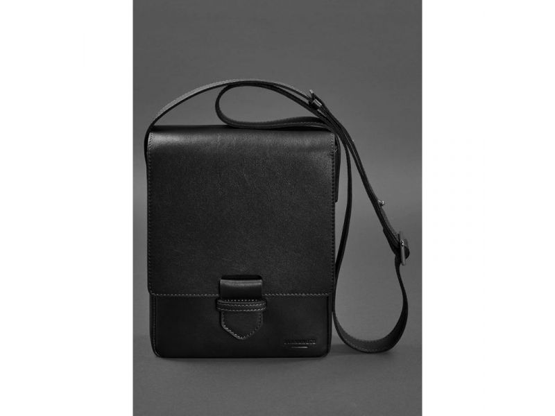 Мужская кожаная сумка-мессенджер Esquire черная, фото 3