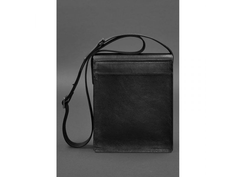Мужская кожаная сумка-мессенджер Esquire черная, фото 4