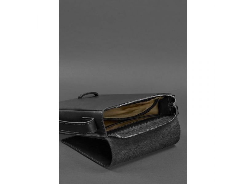 Мужская кожаная сумка-мессенджер Esquire черная, фото 6