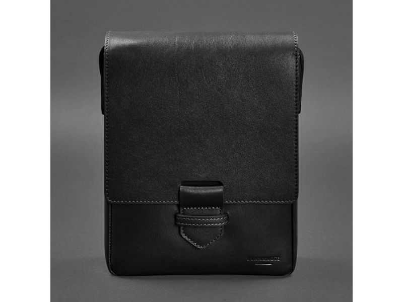 Мужская кожаная сумка-мессенджер Esquire черная, фото 9