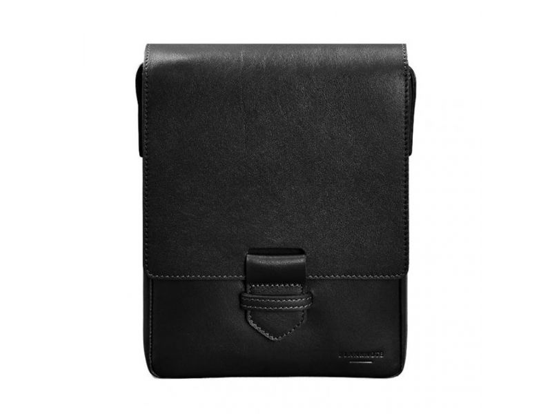 Мужская кожаная сумка-мессенджер Esquire черная, фото 10