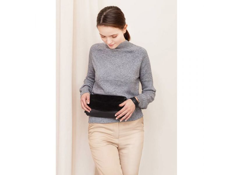 Кожаная женская сумка Элис черная Велюр, фото 1