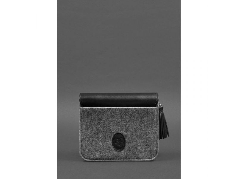 Фетровая женская бохо-сумка Лилу с кожаными черными вставками, фото 5