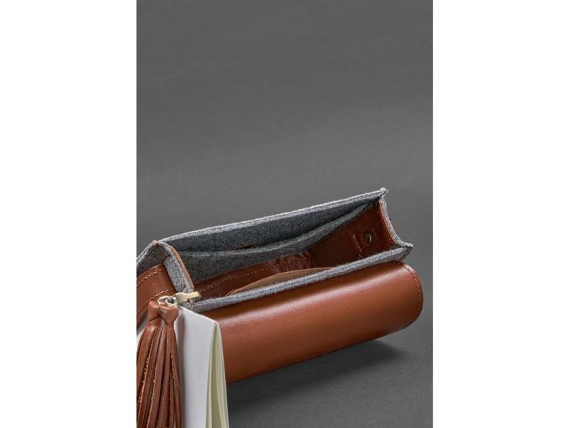 Фетровая женская бохо-сумка Лилу с кожаными коричневыми вставками, фото 4