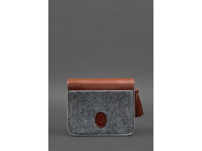 Фетровая женская бохо-сумка Лилу с кожаными коричневыми вставками, фото 5